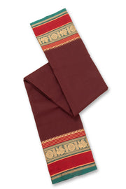 Dark Brown Handloom Chettinad Cotton Saree Without Blouse 10077296