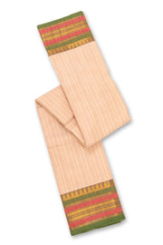 Beige Handloom Chettinad Cotton Saree With Temple Border 10077298
