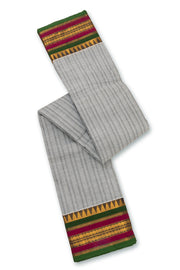 Dusty Grey Handloom Chettinad Cotton Saree With Temple Border 10077300