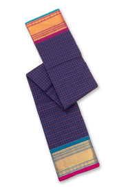 Deep Blue Handloom Chettinad Cotton Saree 10077302