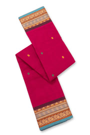 Magenta Pink Handloom Chettinad Cotton Saree Without Blouse 10077308