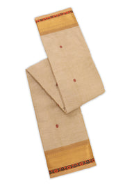 Light Beige Handloom Chettinad Cotton Saree 10077317