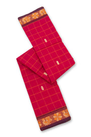 Dark Pink Handloom Chettinad Cotton Saree 10077320