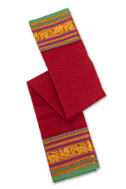 Red Handloom Chettinad Cotton Saree 10077345