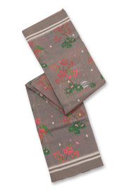Grey Parrot Motifs Chanderi Printed Silk Cotton Saree 10077357