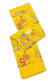 Yellow Chanderi Printed Silk Cotton Saree 10077359