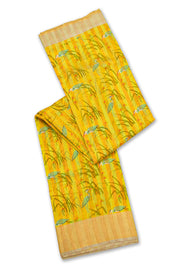 Yellow Chanderi Printed Silk Cotton Saree 10077360