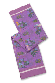 Purple Floral Motifs Chanderi Printed Silk Cotton Saree 10077362