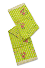 Green Chanderi Printed Silk Cotton Saree 10077368