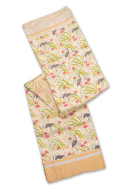 Beige Chanderi Printed Silk Cotton Saree