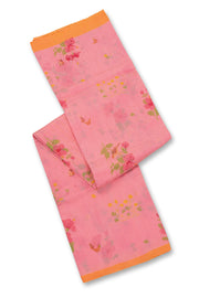 Pink Chanderi Printed Silk Cotton Saree With Floral Motifs 10077379