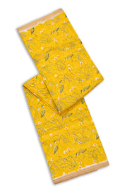 Lime Yellow Chanderi Printed Silk Cotton Saree 10077382