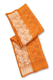 Orange Handloom Jamdani Cotton Saree with Floral Motifs 10077528