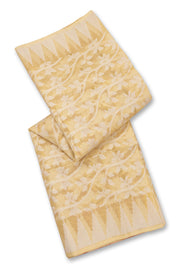 Light Gold Handloom Jamdani Cotton Saree With Floral Motifs 10077546