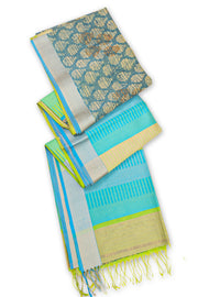 Blue Maheshwari Silk Cotton Sarees 10077553