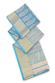 Blue Maheshwari Silk Cotton Saree 10077555