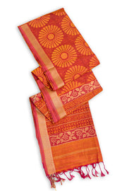 Red Printed Silk Cotton Saree 10077562