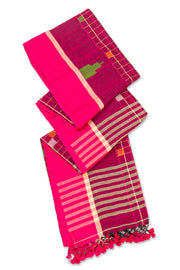 Pink Bengal Handwoven Cotton Saree 10077688