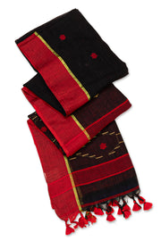 Black Bengal Handwoven Cotton Saree 10077693