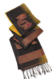 Yellow Bengal Handwoven Cotton Saree 10077696