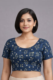 Blue Jahota Printed Cotton Blouse 10072236