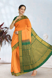 Fanta Orange Korvai Kanjivaram Silk Saree 10075651
