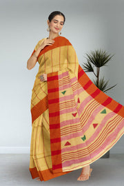 Yellow Bengal Handwoven Cotton Saree 10075336