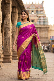 Purple Kanjivaram Vegan Silk Saree with Contrast Pallu 10074871