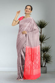 Metal Grey Borderless Kanjivaram Soft Silk Saree 10059800
