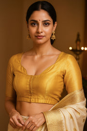 Gold Banarasi Tissue Silk Blouse 10075956