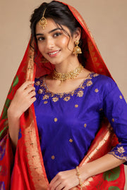Violet Handcrafted Paithani Lehenga - 10065965