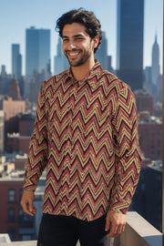 Green Full Sleeve Jahota Printed Cotton Mens Shirt 10072998