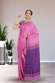 Pink Maheshwari Silk Cotton Saree 10075259