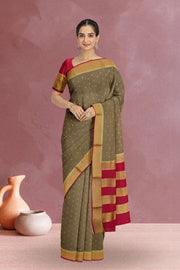 Walnut Brown With Pink Mysore Crepe Silk Saree With Butta Design And Zari Border 10076659