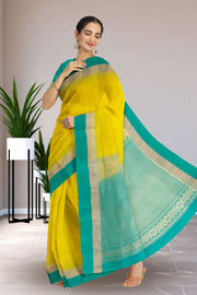 Yellow Handloom Kanjivaram Soft Silk Saree 10075679
