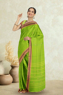 Green Handloom Chettinad Cotton Saree 10075119