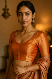 Orange Banarasi Tissue Silk Blouse 10075960