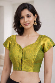 Olive Green Kanjivaram Soft Silk Blouse 10076987