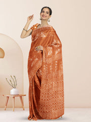 Cinnamon Brown Dabu Print Kota Cotton Saree 10074177