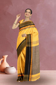 Yellow Shantipur Tant Bengal Cotton Saree 10074982