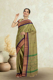 Green Handloom Chettinad Cotton Saree 10075089