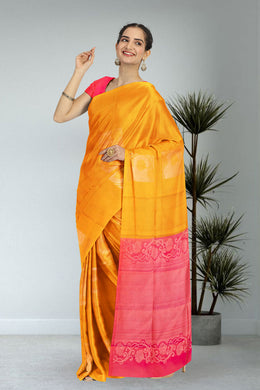 Mustard Yellow Handloom Kanjivaram Soft Silk Saree 10066274