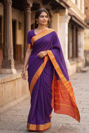 Velvet Nightshade Purple Mysore Crepe Silk Saree With Zari Border 10076238