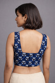 Blue Jahota Printed Cotton Blouse 10072235