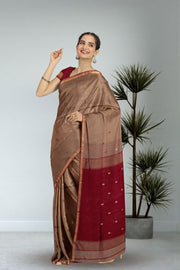 Brown Maheshwari Silk Cotton Saree 10075260
