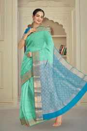 Blue Pure Silk Kanjivaram Saree 10071864