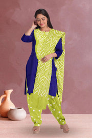 Green Bandhani Mirror Work 3 Piece Salwar Suit Material 10075475