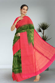 Green Handloom Kanjivaram Soft Silk Saree 10075672