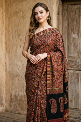 Black Kashmiri Printed Silk Saree 10076937