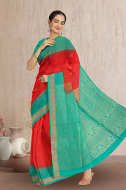 Red Handloom Kanjivaram Soft Silk Saree 10075688